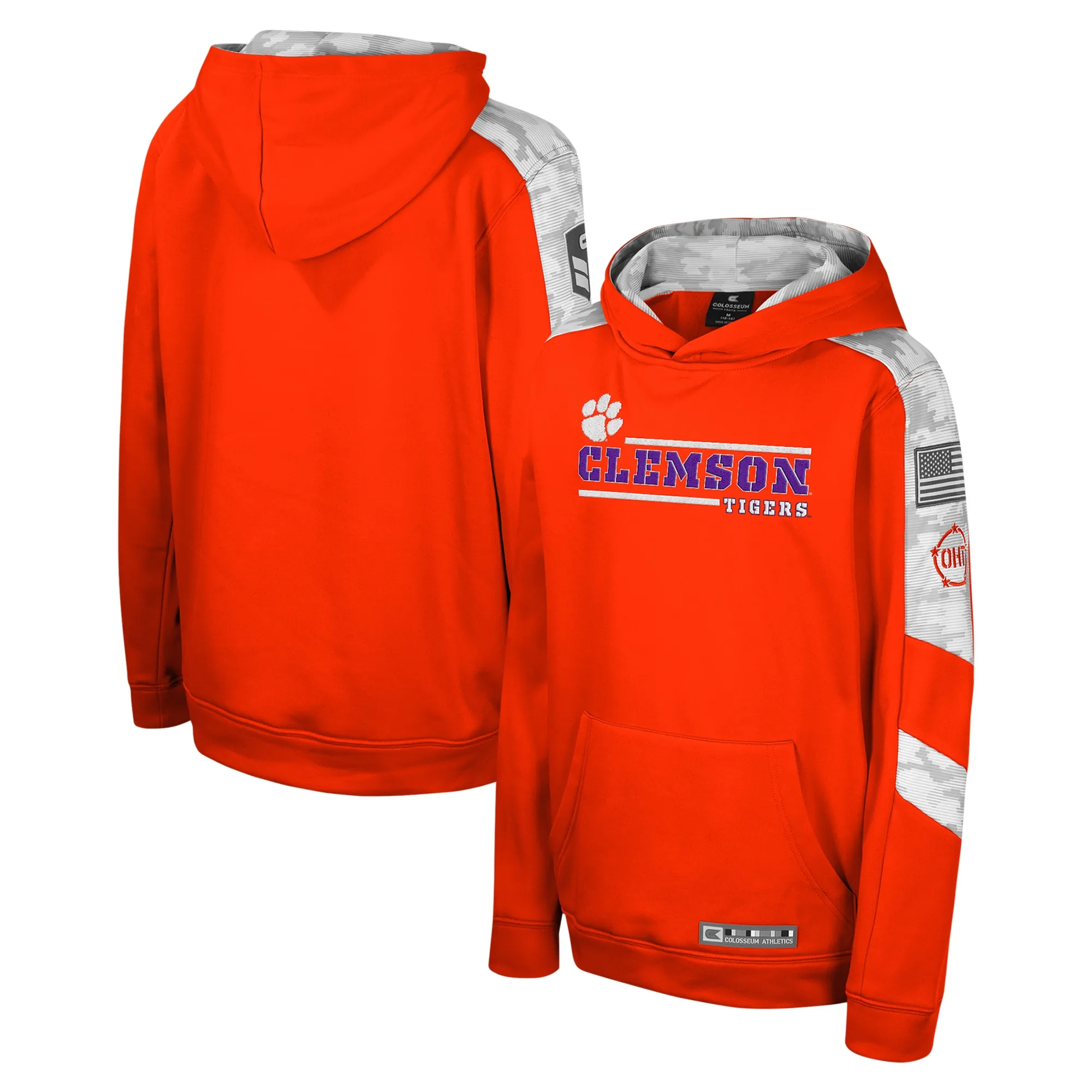 Lids Youth Colosseum Orange Clemson Tigers OHT Military Appreciation Cyclone Digital Camo Pullover Hoodie